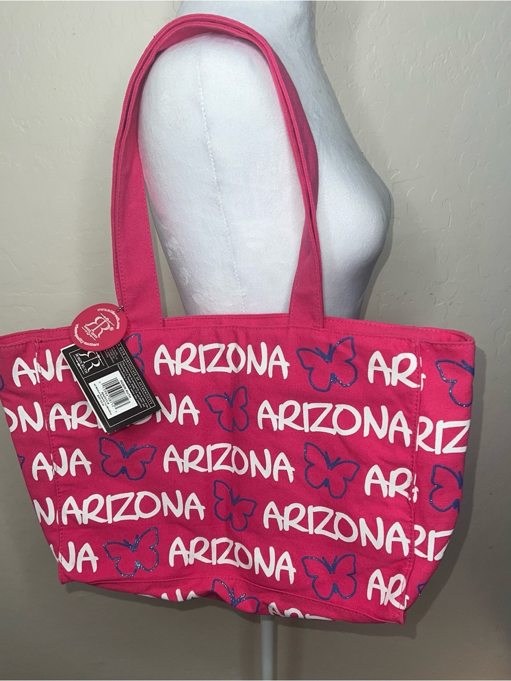 NWT Robin Ruth Canvas Tote Bag in Hot Pink with White ARIZONA Logo